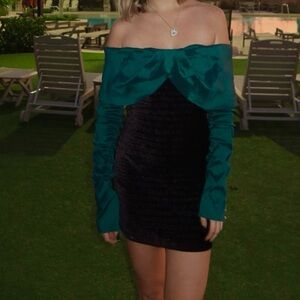 NBD Cecily mini dress green and black